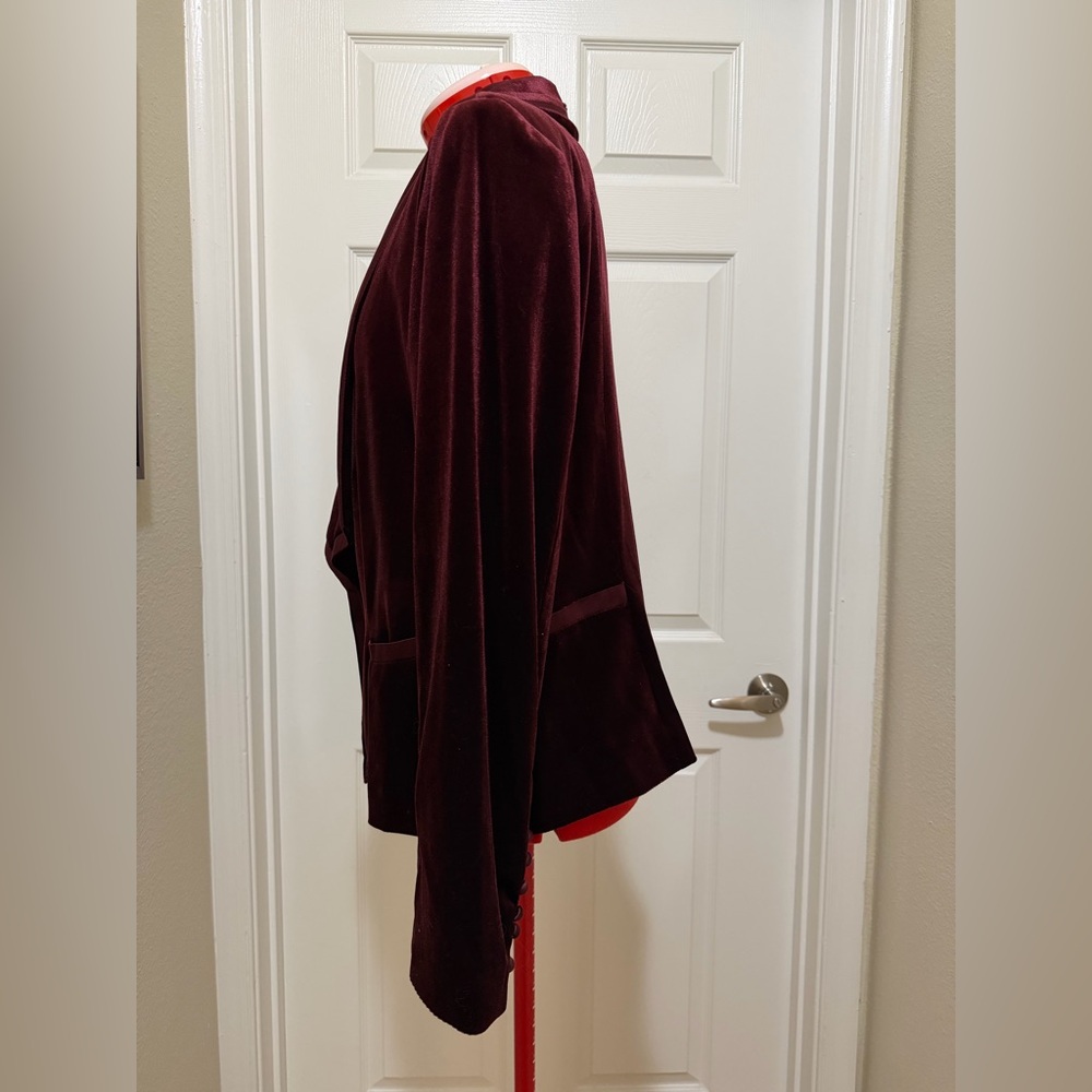 Laundry By Shelli Segal Deep Red/Burgundy Velvet Blazer, sz L - Picture 3 of 8